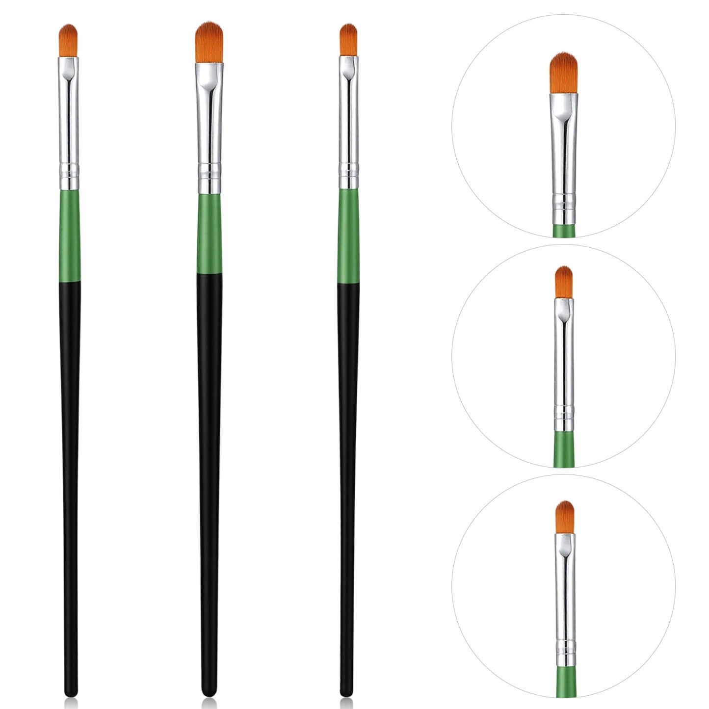 3Pcs Extra Flat Round Brush & Eye Shadow Primer Applicator Brush For Blending Flat Concealer Brush Brow Single Eyeshadow Brushes Versatile Makeup Tool For Precise Application And Flawless Finish Black