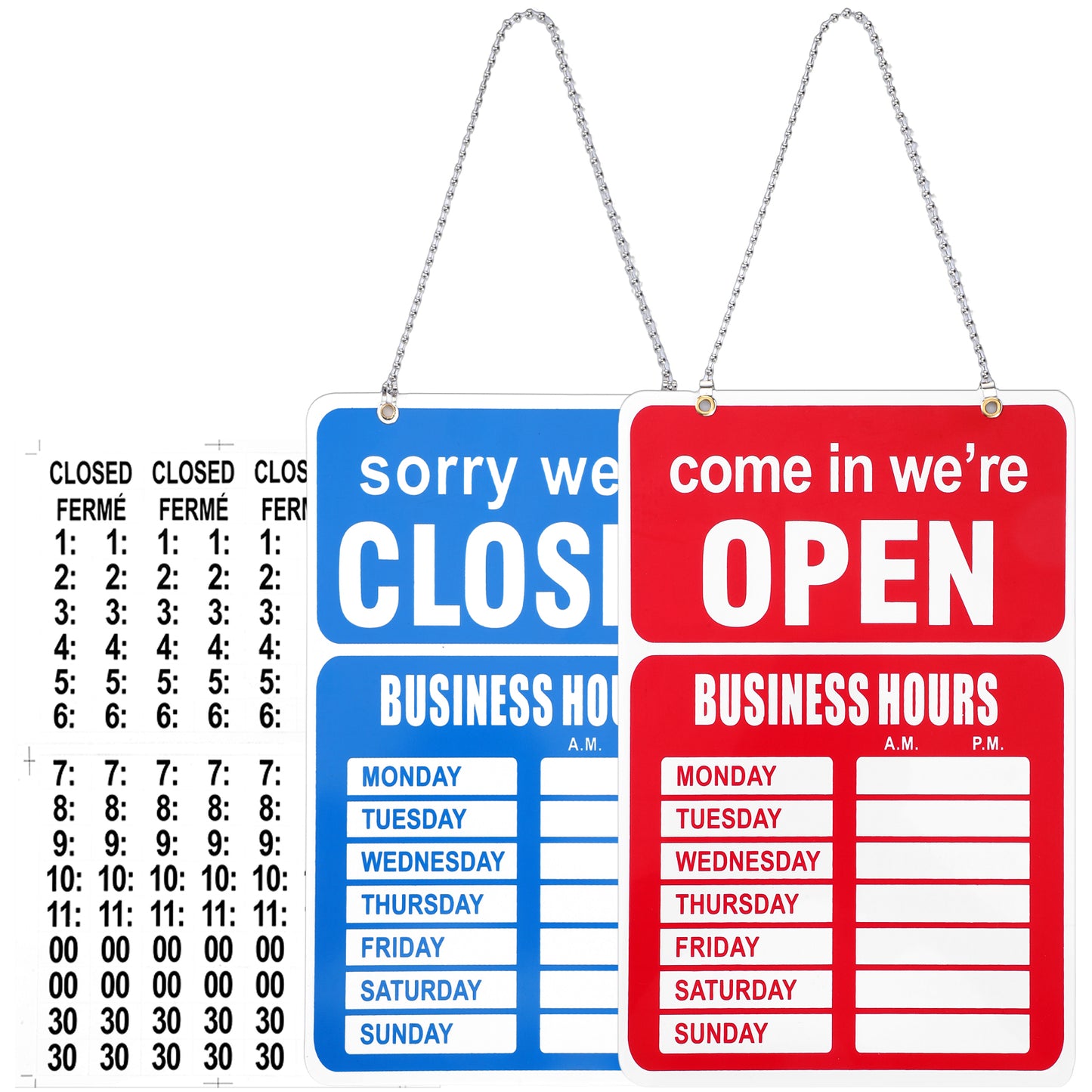 RAHHLIZS Business Hours Sign for Glass Door Open and Closed (Red and Blue)