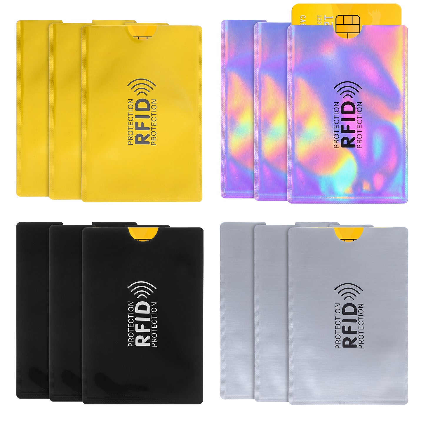 Chsoejuf 12 PCS Credit Card Sleeves RFID Blocking Aluminum Foil Protector