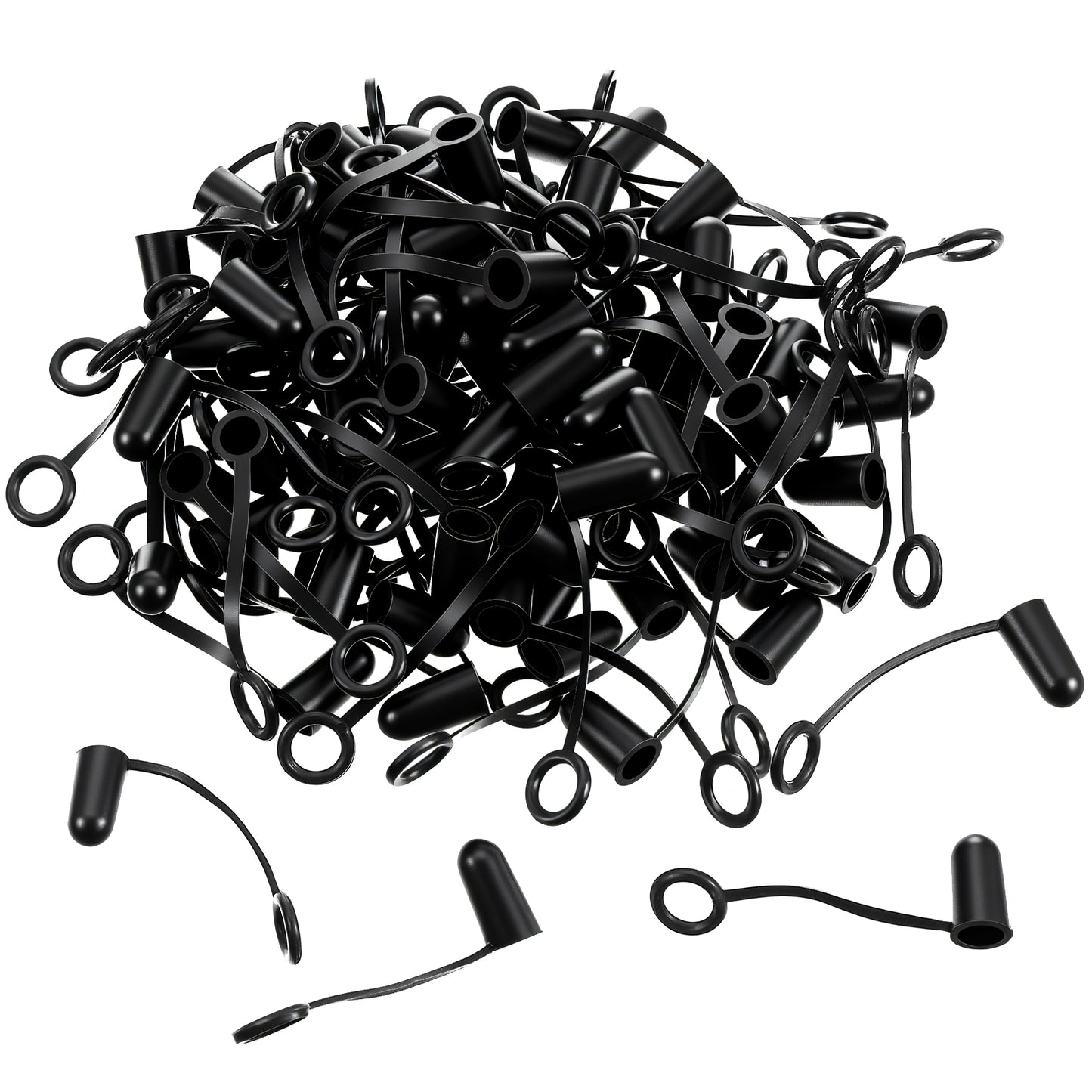 Xindojuz 100 Pack Liquor Pour Spout Covers, Black Rubber Pourers Dust Covers, Olive Oil Liquor Bottle Cover, Dust Caps Pour Spout Cover Protection for Olive Oil Liquors Bottles Wine Pouring Spouts