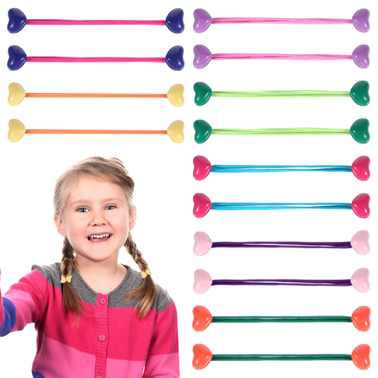 Ymapinc 14PCS Ball Charm Hair Ties, Hair Bobbles for Girls Colorful Heart Hair Ties No Damage Ponytail Holders Double Heart Bead Hair Bobbles Hair Accessories for Toddlers and Kids