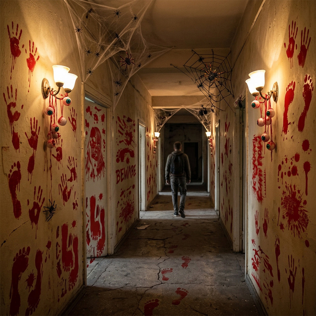 Bnehmb 9 Sheets Scary Halloween Wall Stickers Bloody Window Clings Decor
