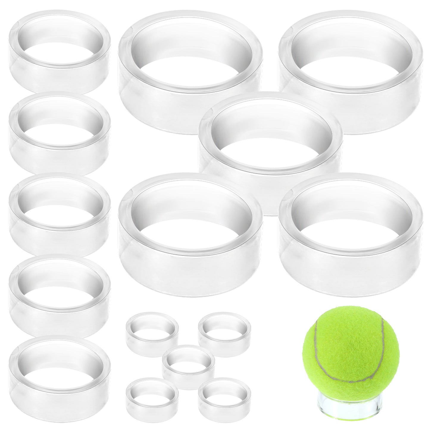 Bremorou 15 Pcs Plastic Sphere Stands Softball Holders For Balls Display Clear Acrylic Clear Small, Medium, Large Round Baseball Ring Stands Crystal Sphere Stand For Decorative Eggs Crystal Balls