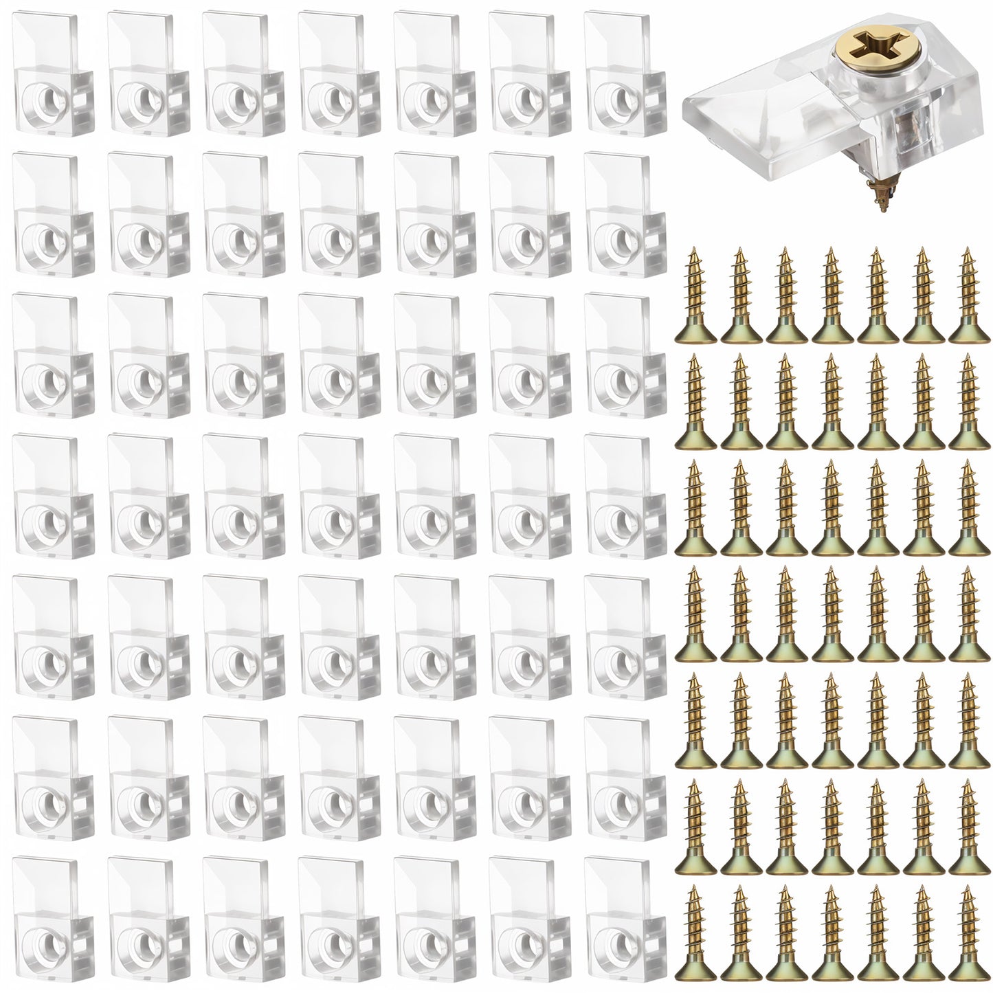 50 Sets Mirror Clips for Wall Mounting, Mirror Holder Clips with Screws, Mirror Hanging Hardware Kit, Stainless Steel Mirror Hooks Heavy Duty Hanger Frameless for Mirror Tile Picture Frame Hanger