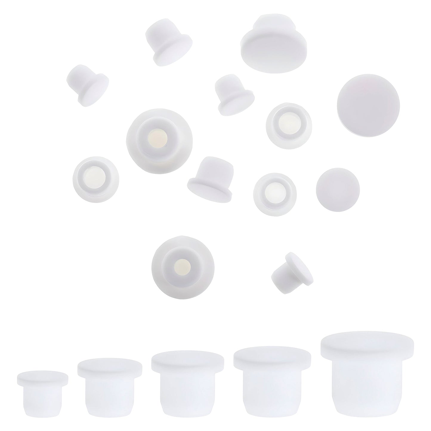Ymapinc 25 Pcs Salt and Pepper Stoppers Plugs Silicone Bottle Stopper Plug (10 12 13 15 16 mm) Salt Shaker Plug Replacement for Pots Bottles Pipes