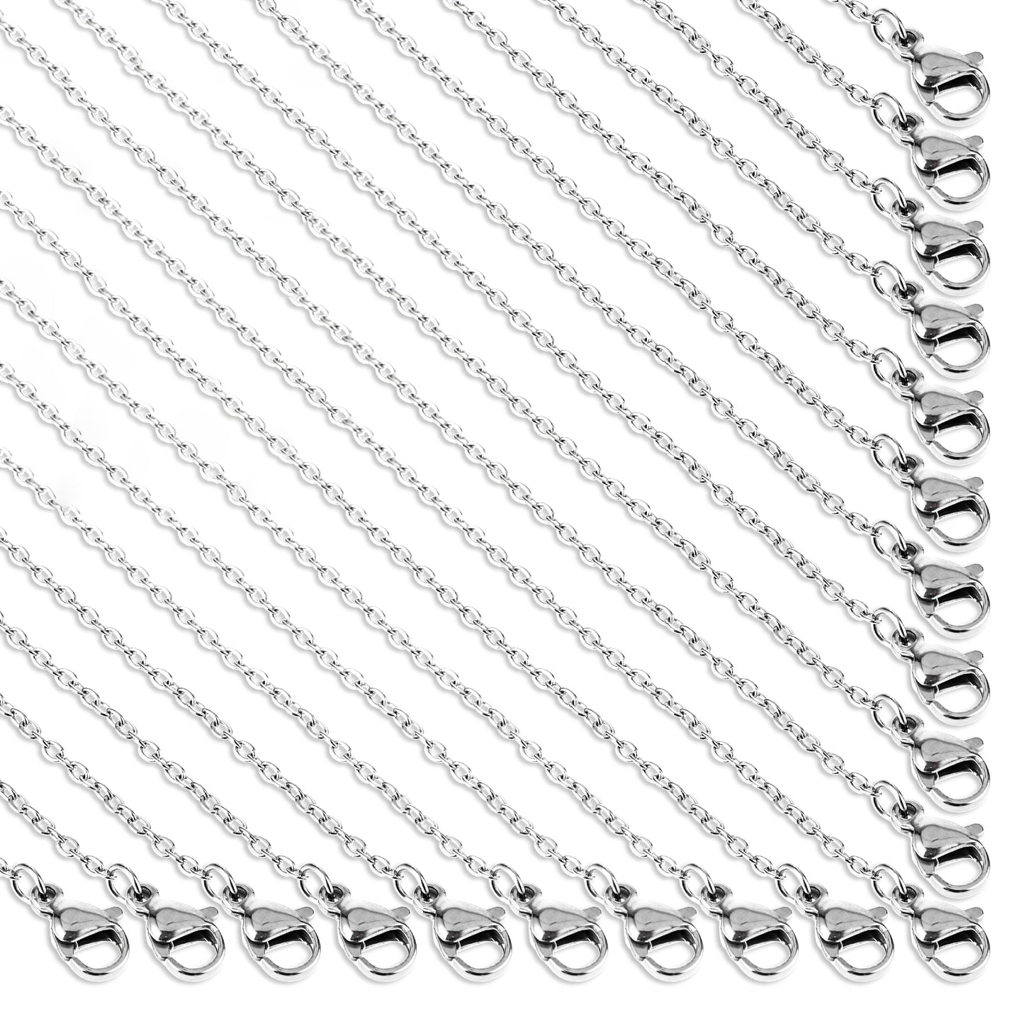 20PCS Silver Chain for Jewelry Making, Stainless Steel Necklace Chains Fadeless Thin Craft Charm Bracelet Chains Bulk Women Jewelry Making Accessories(17" +19 ")