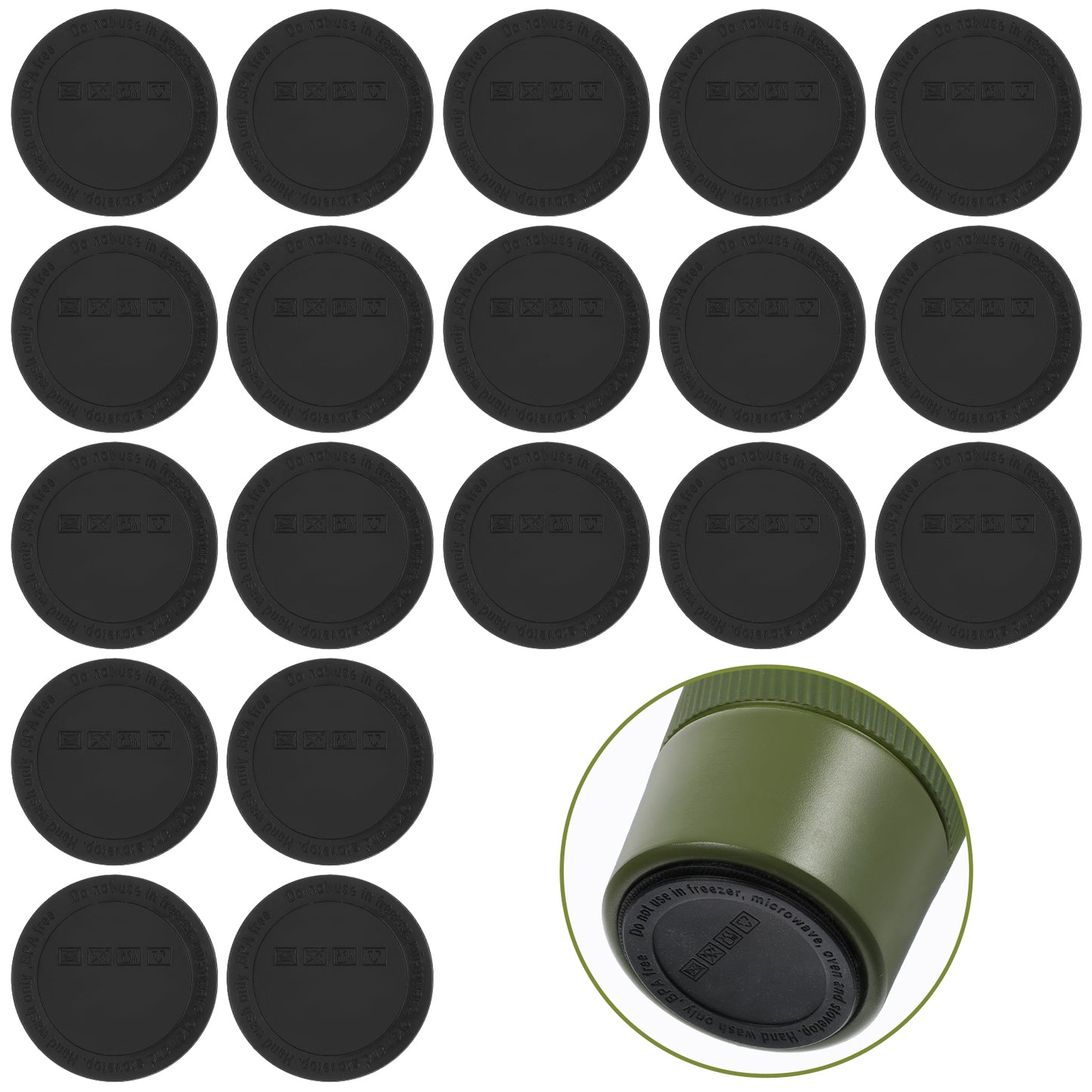 Xinjoduz 20 PCS Rubber Bottoms for Sublimation Tumblers, 2.2 Inch Black Anti-Slip Silicone Coasters Tumbler Bumpers Rubber Pads Self Stick Cup Protectors for Skinny Tumblers Thermal Bottle Mason Jars