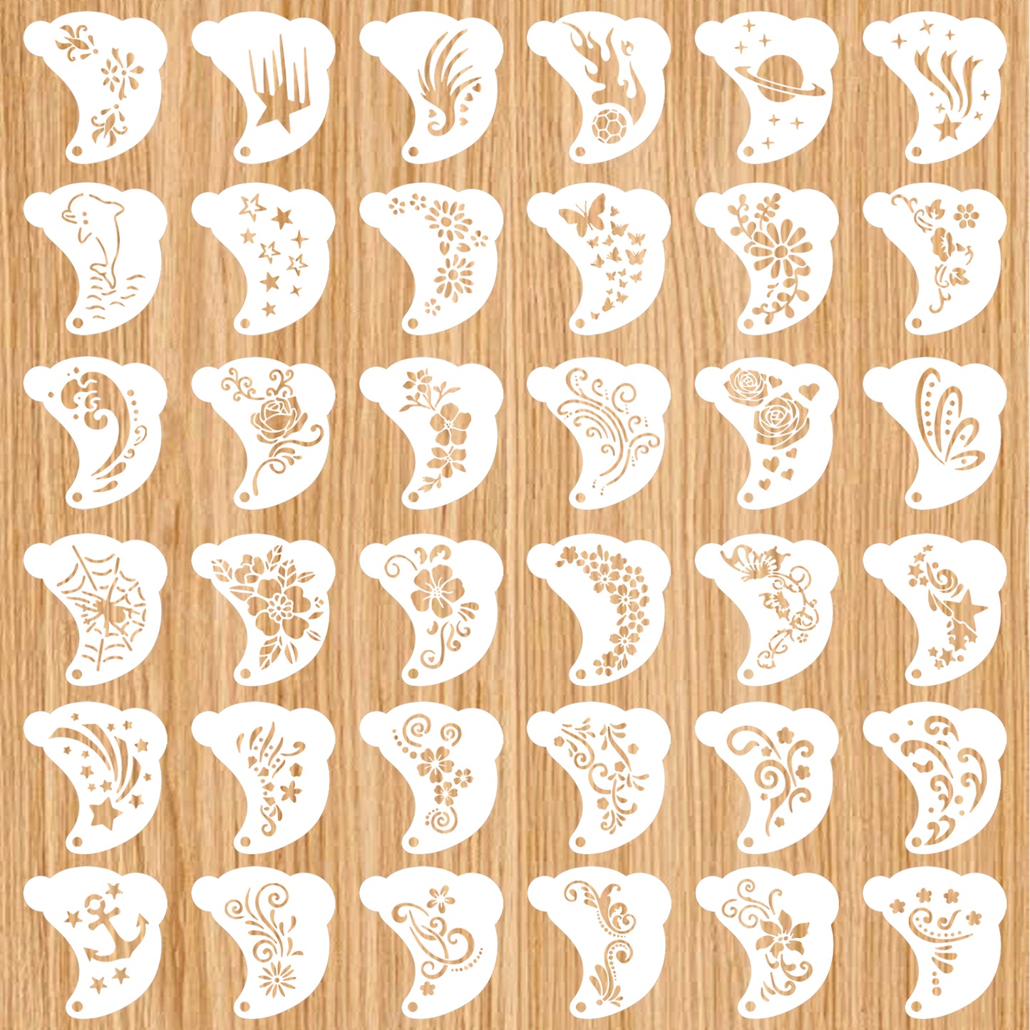 Matwsec 36 Pcs Face Paint Stencils Reusable Halloween Body Tattoo Stencils