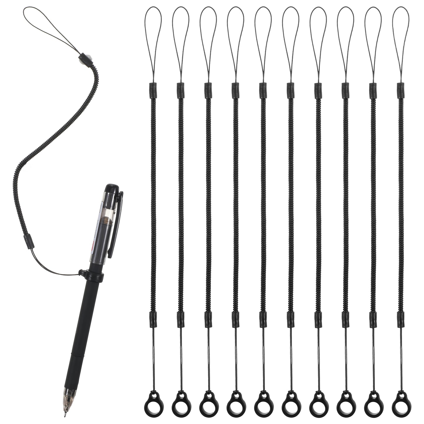 RAHHLIZS 10 PCS Retractable Stylus Tether Pen Leash,Silicone Pen Lanyard with Loops, Anti-Lost Clipboard Pen Holder for Tablet, Writing Pad, Clipboard Office Supplies