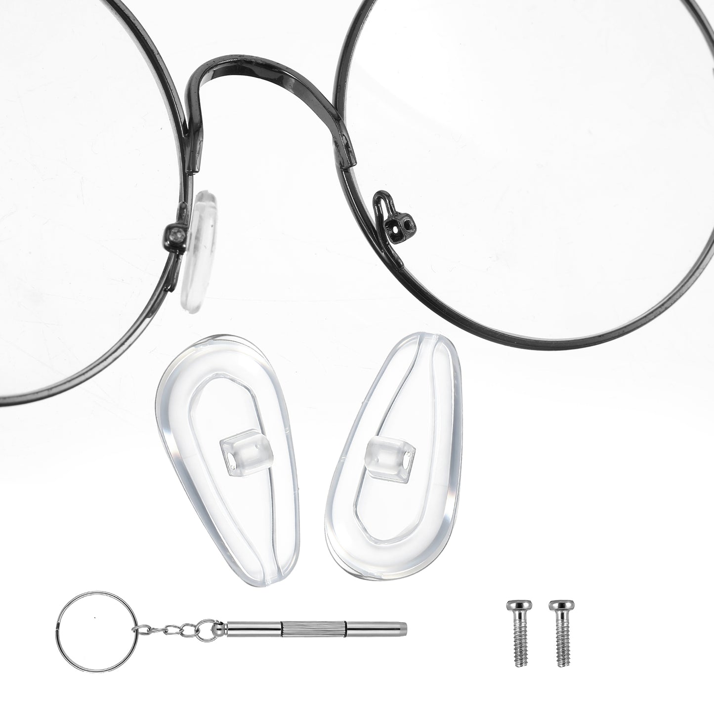 Mabor 20Pcs Silicone Eyeglass Nose Pads Air Cushion, Soft Anti Slip Glasses Nose Pad Replacement Kit with Screwdriver, Universal for Metal Plastic Frames