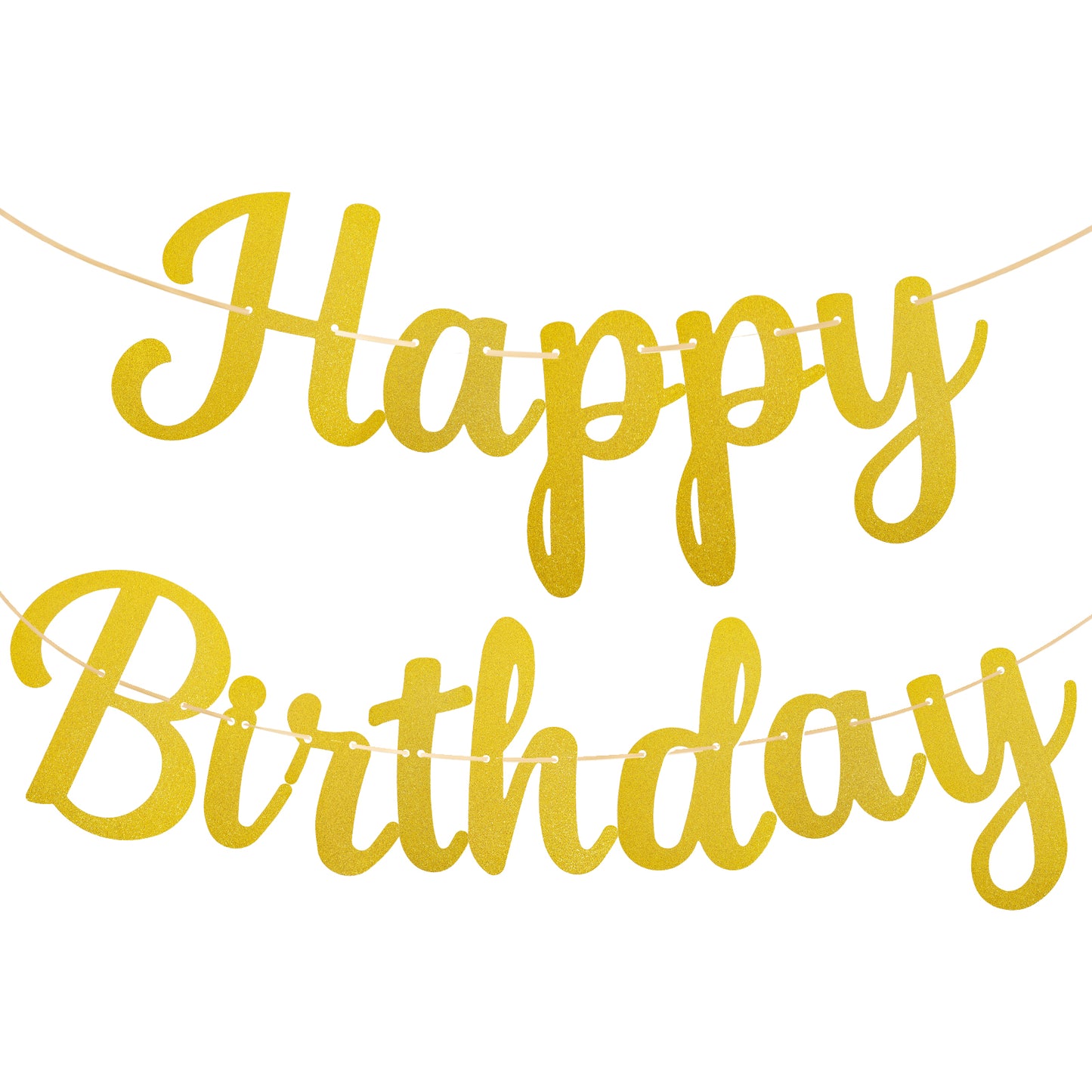 Ymapinc Gold Happy Birthday Banner No DIY Gold Glitter Cursive Birthday Sign for Backdrop Gold Happy Birthday Sign for Women Men Birthday Party Decorations Supplies