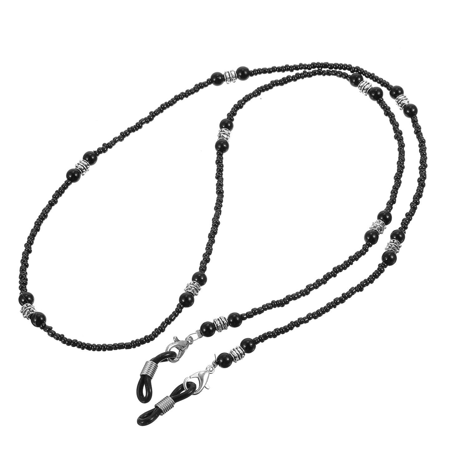 Xinjoduz 1 PCS Acrylic Beaded Glasses Chain for Women, Decorative Black Eyeglass Chain Sunglasses Strap Eye Glasses Holder Necklace Around Neck Glass Lanyard for Women Men