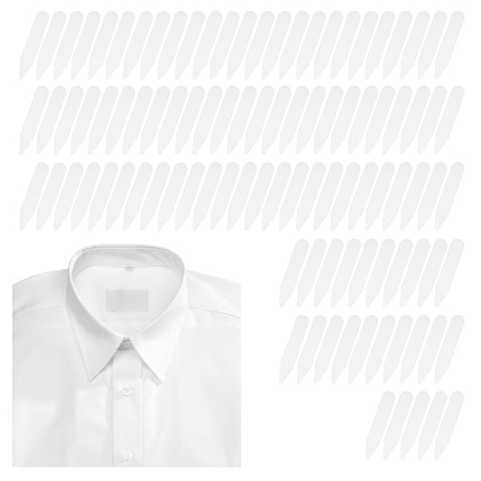Ymapinc 100 Pcs Shirt Collar Stiffeners, Plastic Collar Stays Stiffener Fabric Inserts Extender for Men Shirt, Waterproof Invisible Durable (White 2.17")