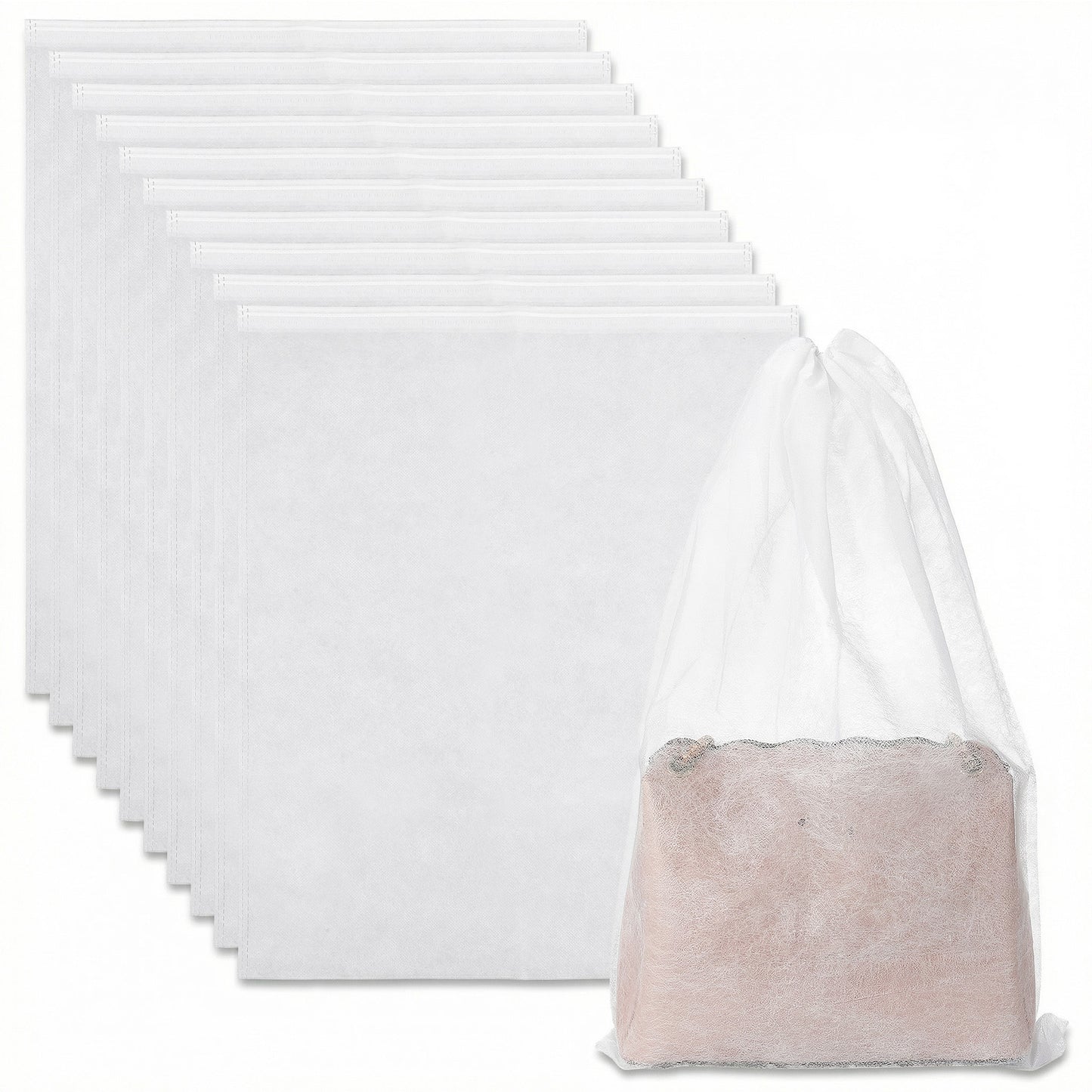 Nogeqi 10 Pcs Dust Bags for Handbags, Drawstring Purse Dust Bag, Purse Dust Bags,Non-Woven Fabric Bag Organizer for Handbag Storage Purses Shoe Travel Luggage(48x32cm)