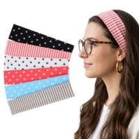 6 Pack Elastic Non Slip Headbands for Women, Ymapinc Soft Polka Dot/Striped Fabric Headband, Wide Stretchy Baby Headbands, Trendy Polka Dot Hair Accessories, Fashion Women's Hair Head Bands