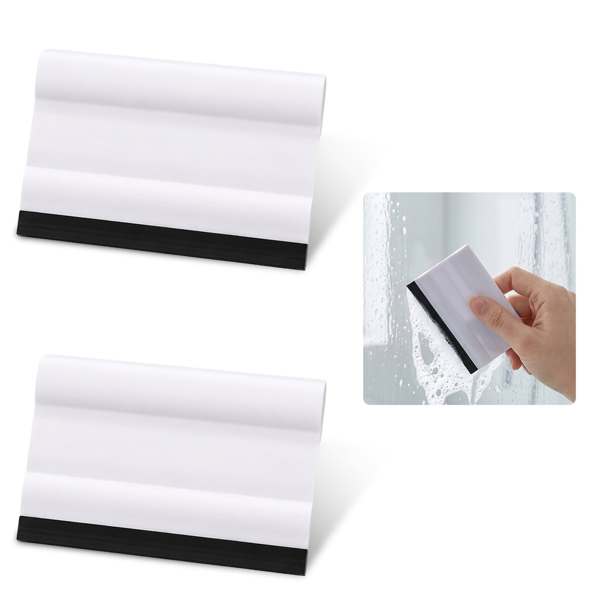 Quvvarly Glass Squeegee 2 Pcs Mini White ABS Rubber Wiper