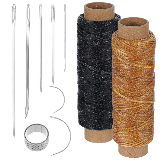Tyqour Waxed Thread 50M with 8 Pcs Leather Sewing Needles, Needle and Thread for Weave, Heavy Duty Sewing Kit for Leather Repair, Upholstery, Canvas, Bags, Sofa, Furniture, DIY Craft Projects
