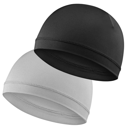 Xindojuz 2 PCS Stocking Caps for Men, Silk Wave Caps for Black Men, Shower Hair Bonnet for Sleeping Cap (UK, Alpha, One Size, Black+Gray)