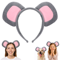 Ouligay Mouse Ears Headband, Plush Animal Ears Headbands for Halloween Costumes Adult, Grey Mouse Ears for Cosplay Party