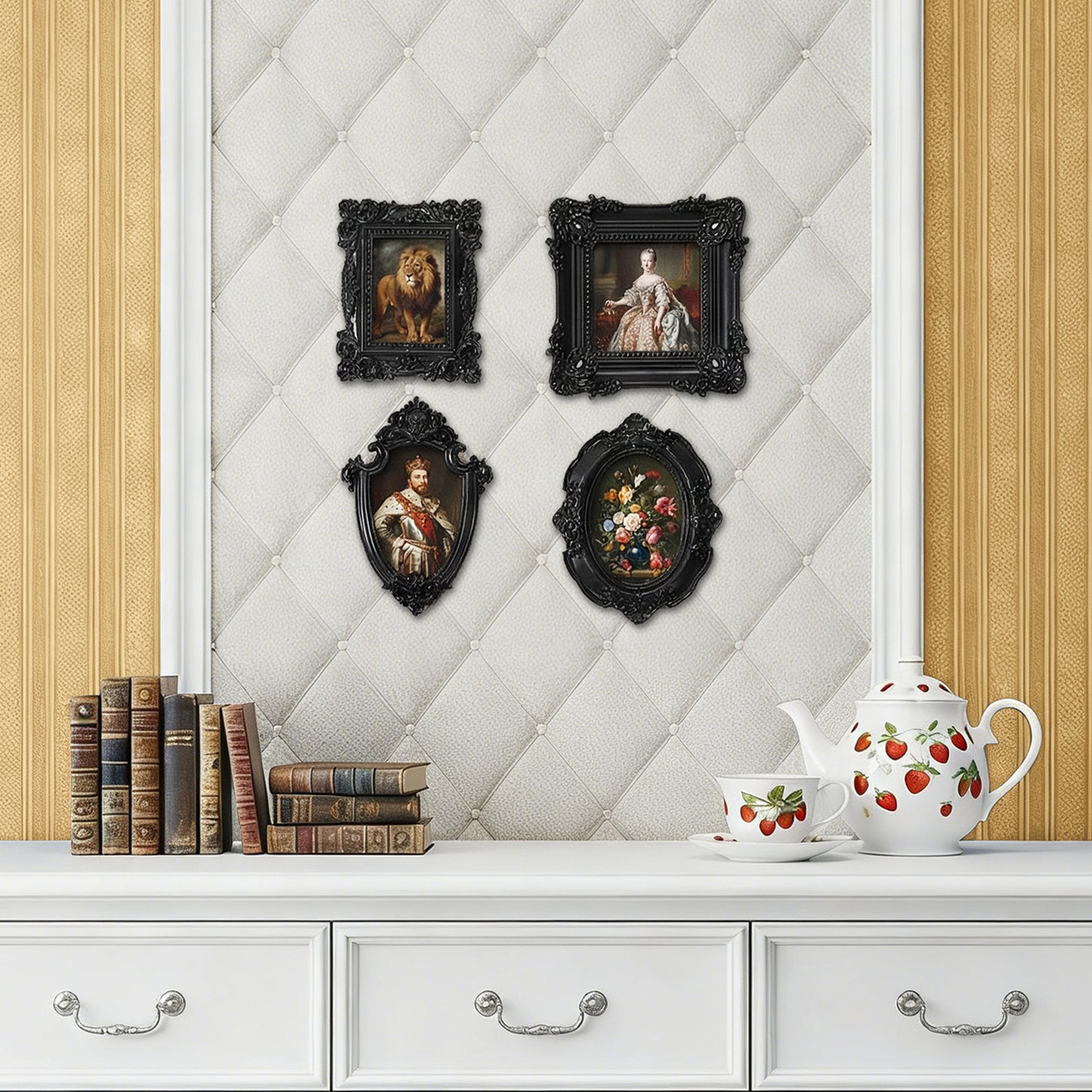 Tyqour 4 PCS Mini Picture Frames Small Frame Baroque Resin Mini Vintage Frames Gothic Antique Picture Frame for DIY Photo, Jewelry Display, Wall Hanging