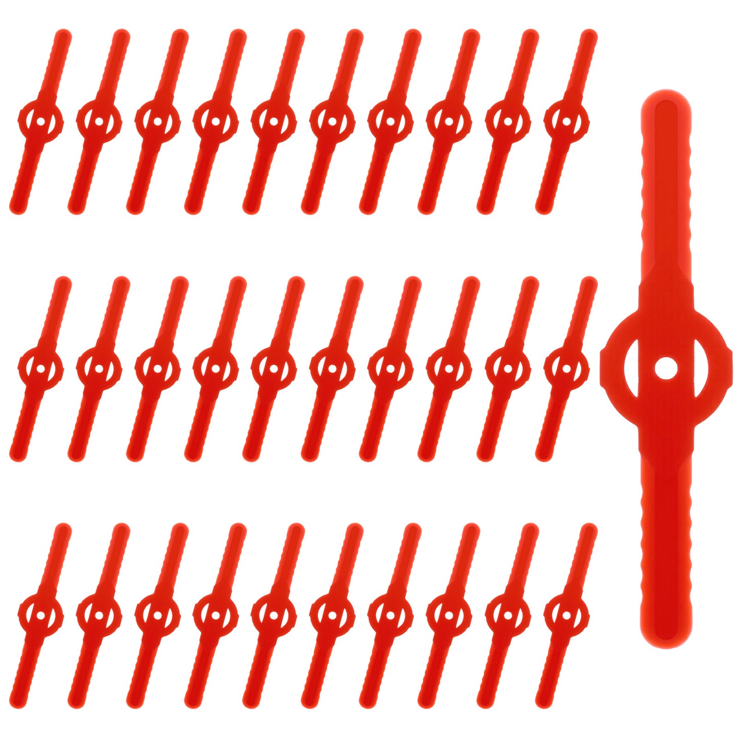 Teaaha 30 Pcs Plastic Grass Trimmer Head Blades, Replacement Blades for Cordless Eater, Lawn Mower Accessories Replacement for Cordless Grass Trimmer (Red)