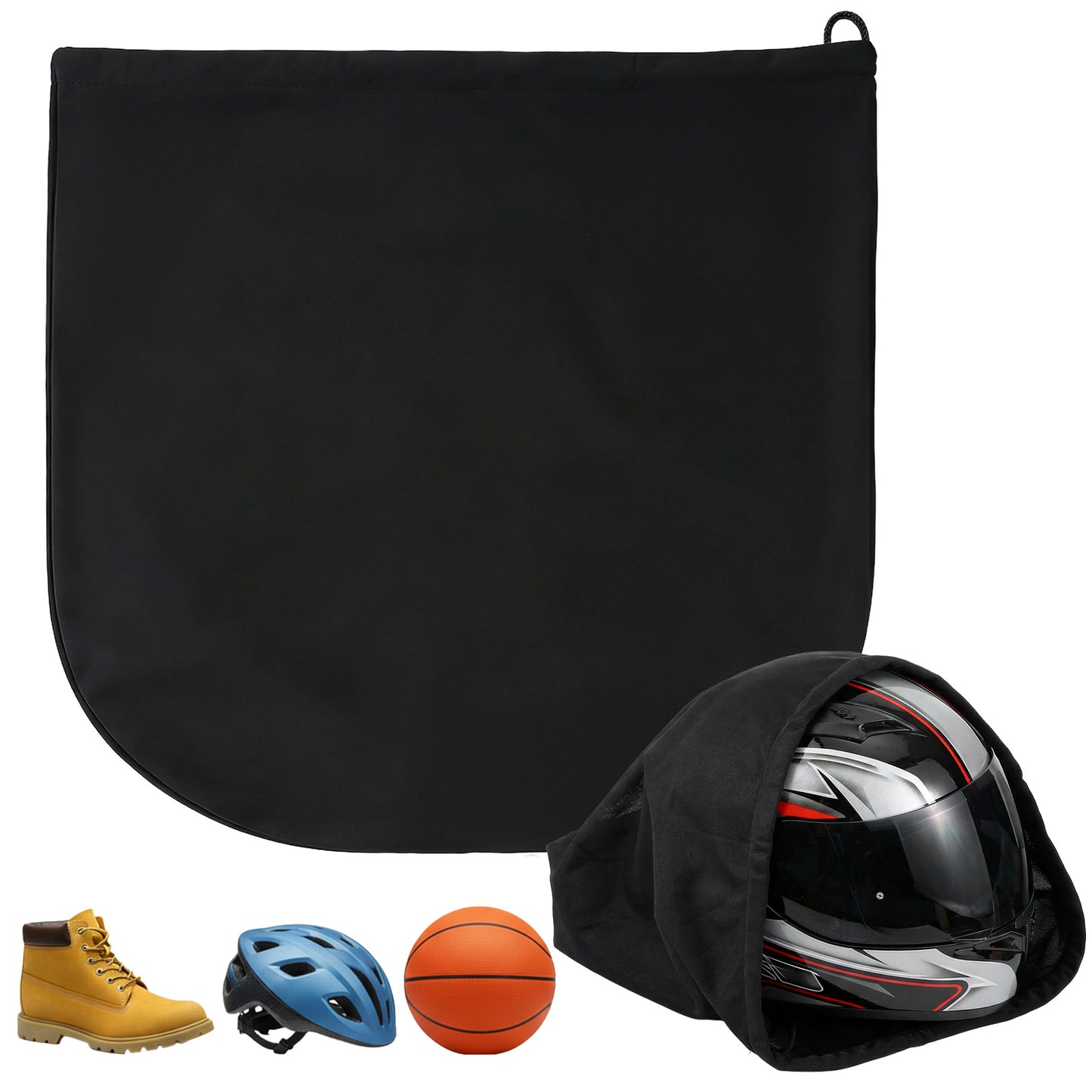 Matwsec 2 PCS Helmet Bag 18x17in Black Welding Helmet Bag with Drawstring for for Motorcycle Bicycle Bike Riding Travel Racing Sport