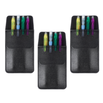 3 Pack Pen Pocket Protector, Leather Pocket Pen Holder Organizer, PU Leather Holds Pens, Pointers, Cards, Pocket Protector for Shirts Lab Coats Pants Pen Sleeve (Black)