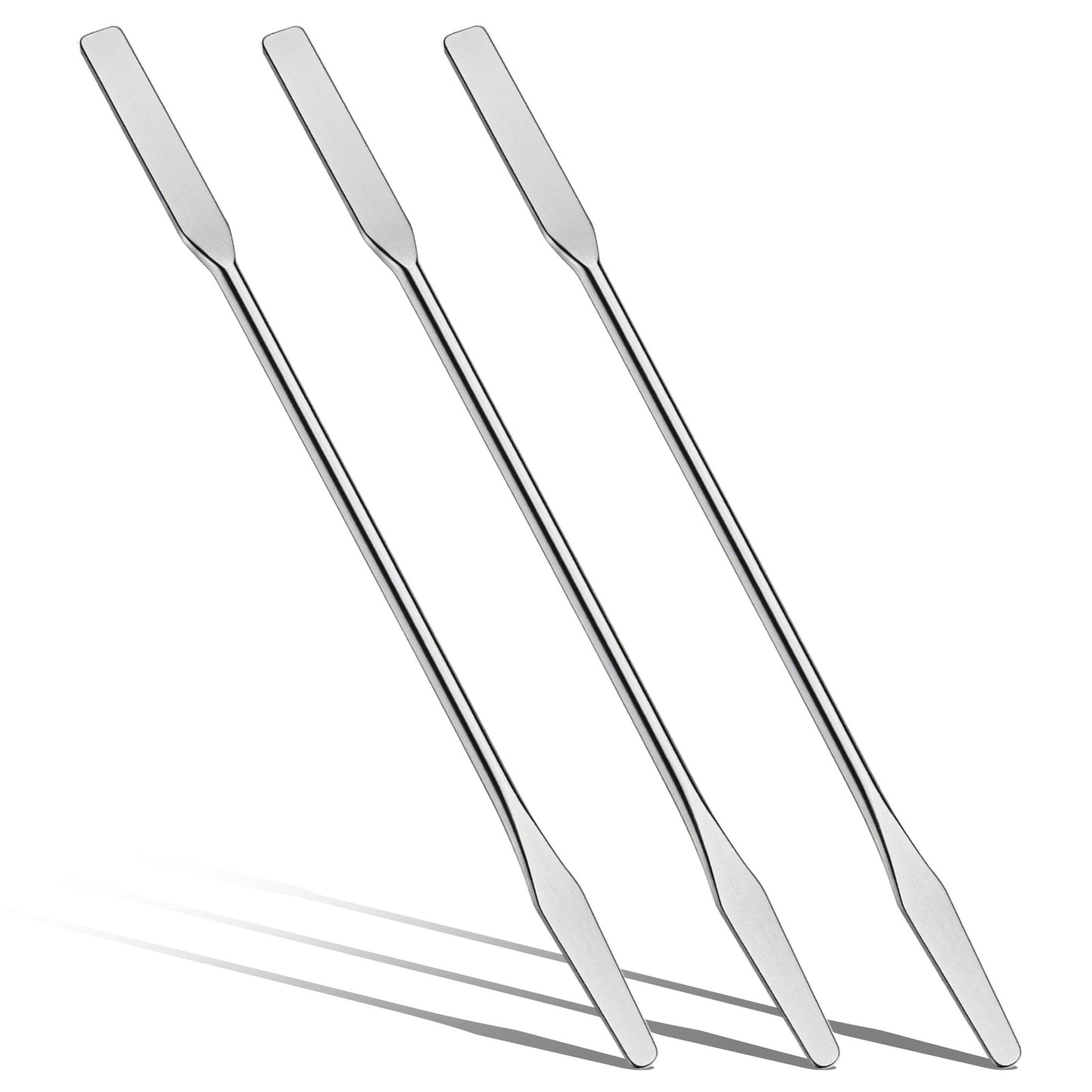 Matwsec 3 Pcs Lab Spatula, Stainless Steel Micro Spatula Double Ended Mini Metal Spatula, Square & Round Ends for Mixing Cosmetics, Silver