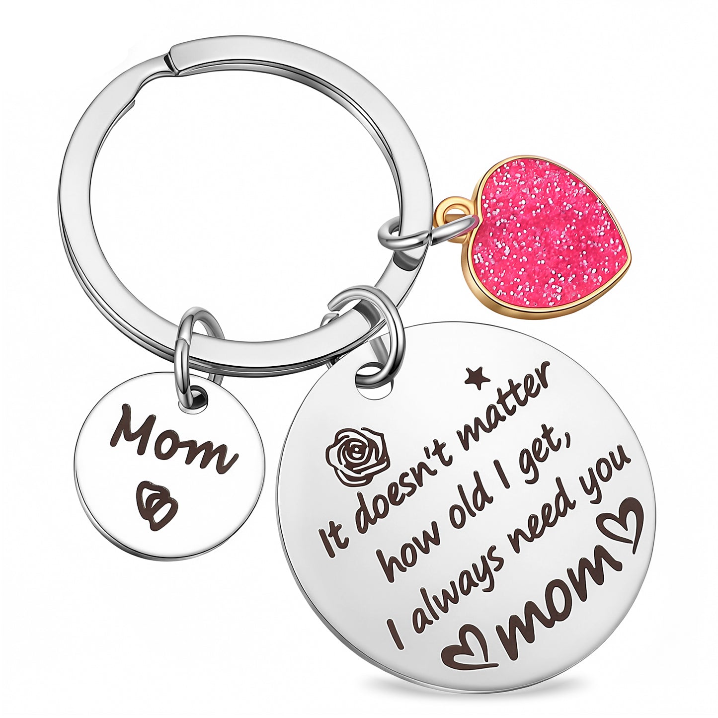 RAHHLIZS Mom Birthday Gifts from Daughter Son Mom Keychain Stainless Steel