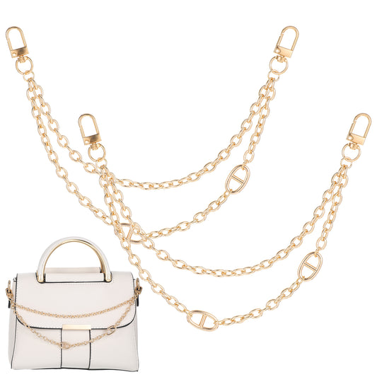 Ymapinc 2Pcs 11.6 Inch Gold Purse Extender Chain, Purse Decorative Metal Charm Chain for Handbags Bags Wallets 2-Layer Chain Replacement Straps Bag Strap with Swivel Clasps