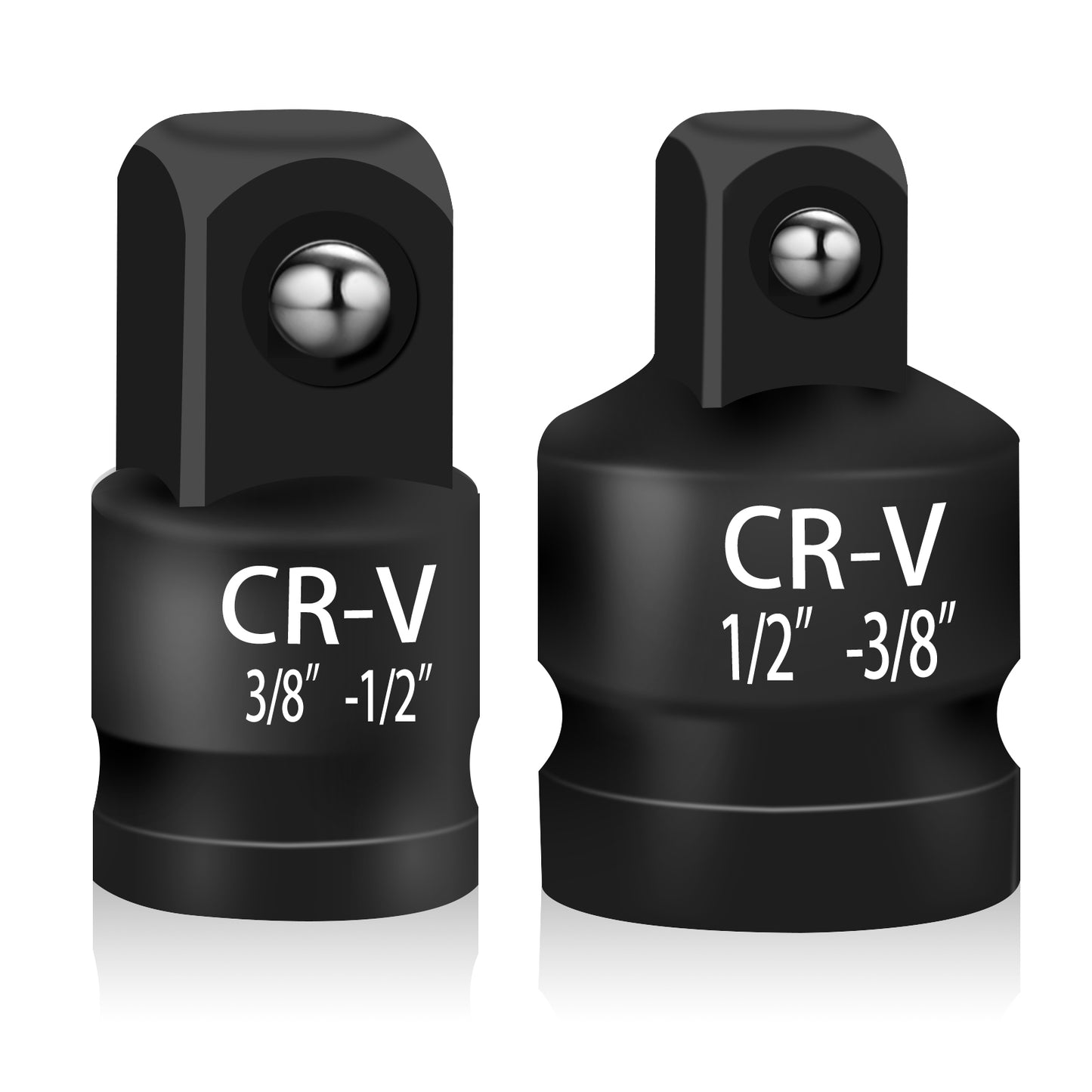 2PCS Impact Socket Adapter Set, Alloy Steel 1/2" Female to 3/8" Male Reducer, 3/8” Female to 1/2” Male Drive Adapters Conversions for Impact Wrench(Black)