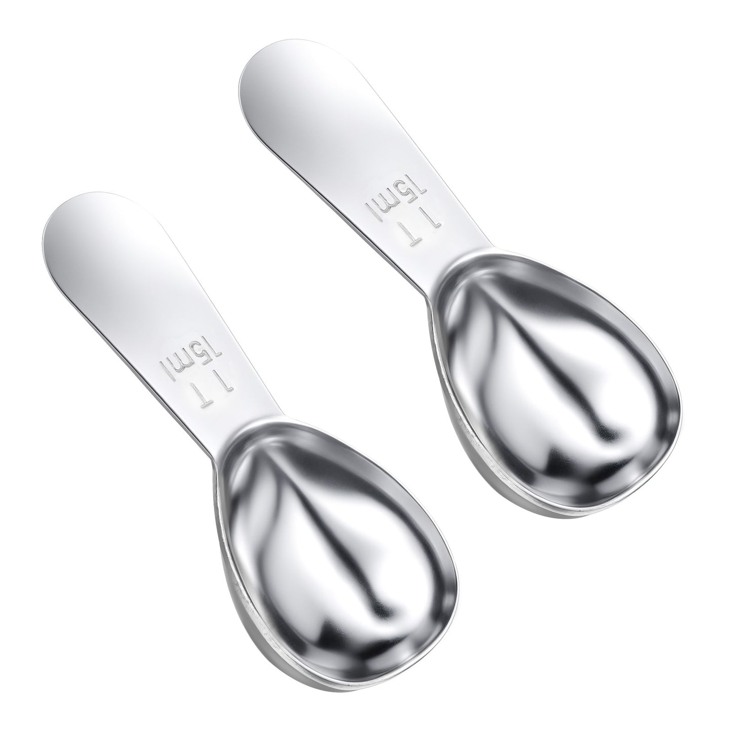 Nogeqi 2 Pack Stainless Steel 1 Tablespoon Scoop, Small Coffee Scoop for Ground Coffee, Coffee Measuring Spoon for Protein Suger Bean Measuring, Short Handle Fits into Canisters (1TBSP, 15ml)