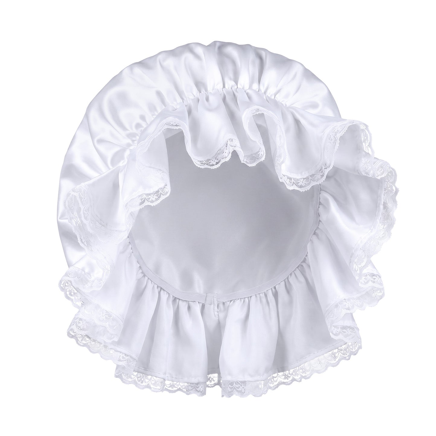 Matwsec White Mob Cap Bonnets for Women, Lace Frilly Colonial Mop Cap