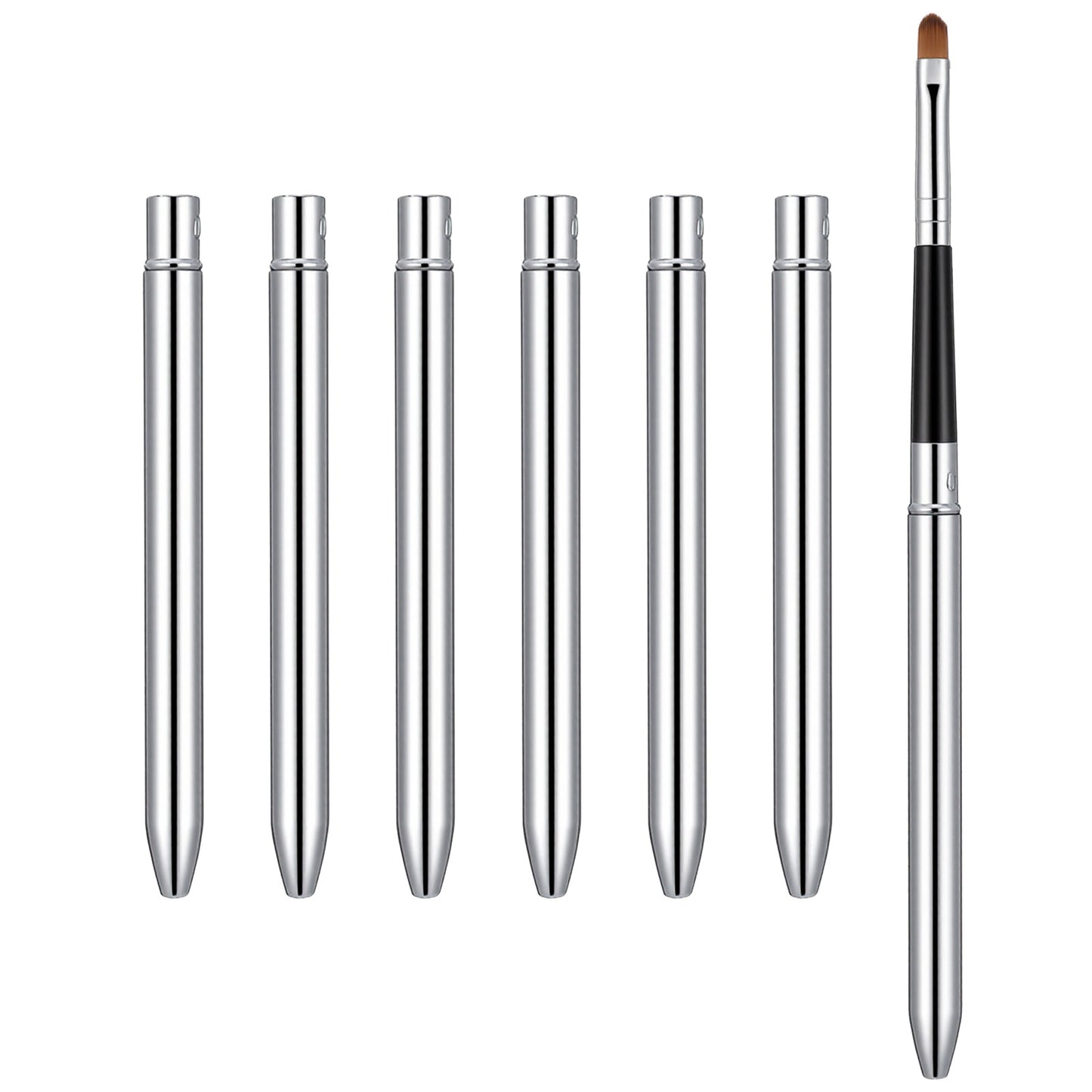 6 Pcs Lip Brush For Lipstick Retractable Lip Brush With Cap Silver Travel Lipsticks Applicator For Women Girls Precise Lip Makeup