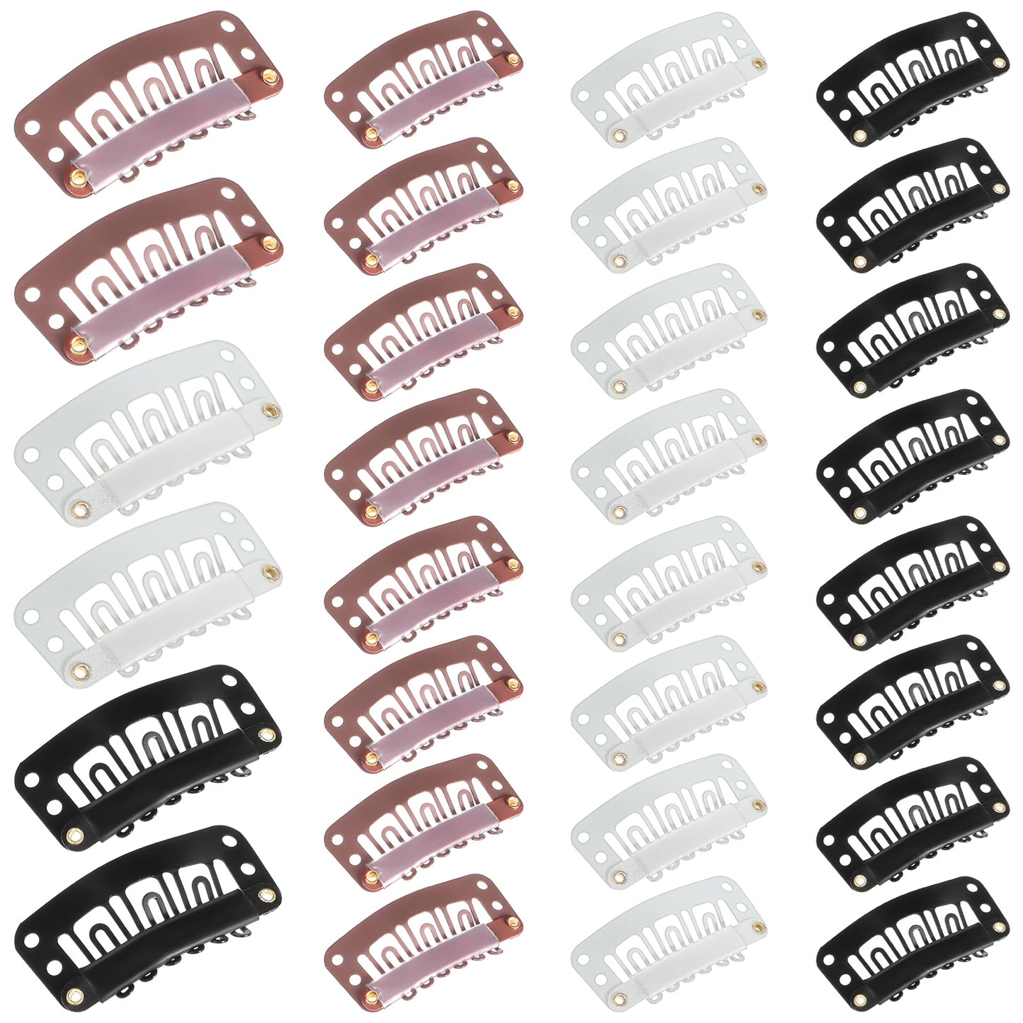 Ymapinc 30PCS Wig Clips to Secure Wig, Extension Hair Clips Contain Rubber Sleeves at The Press-Fit to Protect Hair, Hair Extensions Wigs Accessories,Black, Light Brown, Beige