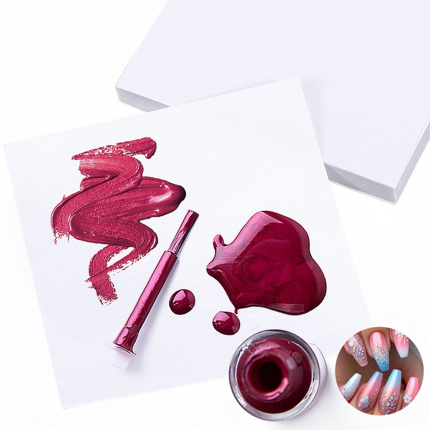 Nogeqi 50 Sheets Disposable Nail Polish Mixing Plate Paper Portable Waterproof Palette Paper Pad Nail Polish Tray Home Salon Palette Paper Nail Polish Plate Mixing Tool Nail Supplies