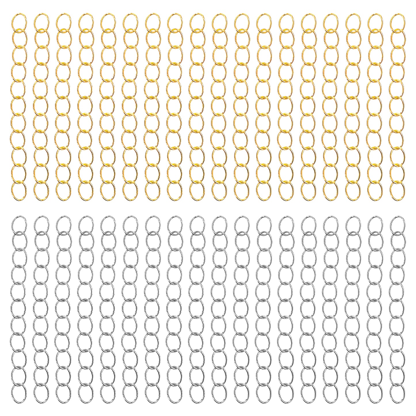 Mabor 200Pcs Chain Extender for Necklace, Necklace Extension, Gold Silver Bracelet Chain Extender Tails Necklace Removable Extension Chain for Jewelry Necklaces Bracelet Anklets Making