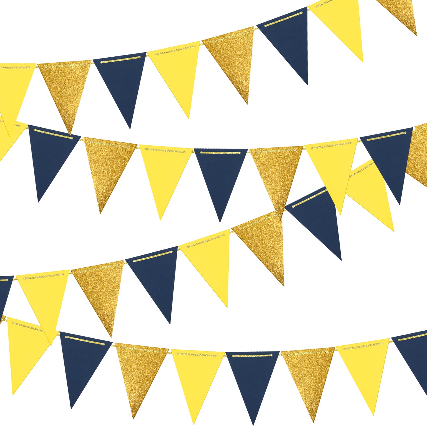 Sorcristy 4 Pack Fabric Banner, Blue Gold Yellow Triangle Flags Garland