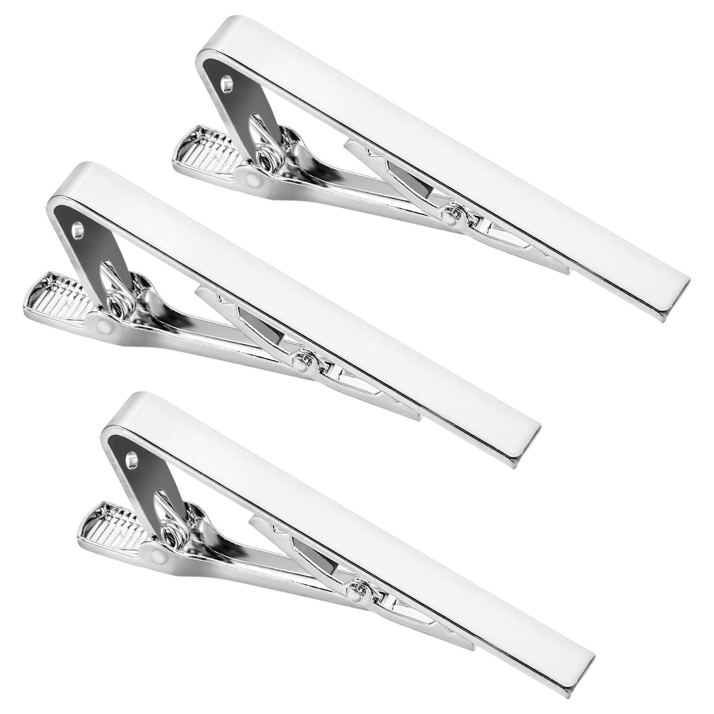 3 Pcs Silver Tie Clips for Men Skinny Necktie Ties Bars Men's Tie Clips Set Pins Accessories for Wedding Anniversary Business Meeting Father Festival Gifts 2.17 × 0.79 × 0.28 Inch