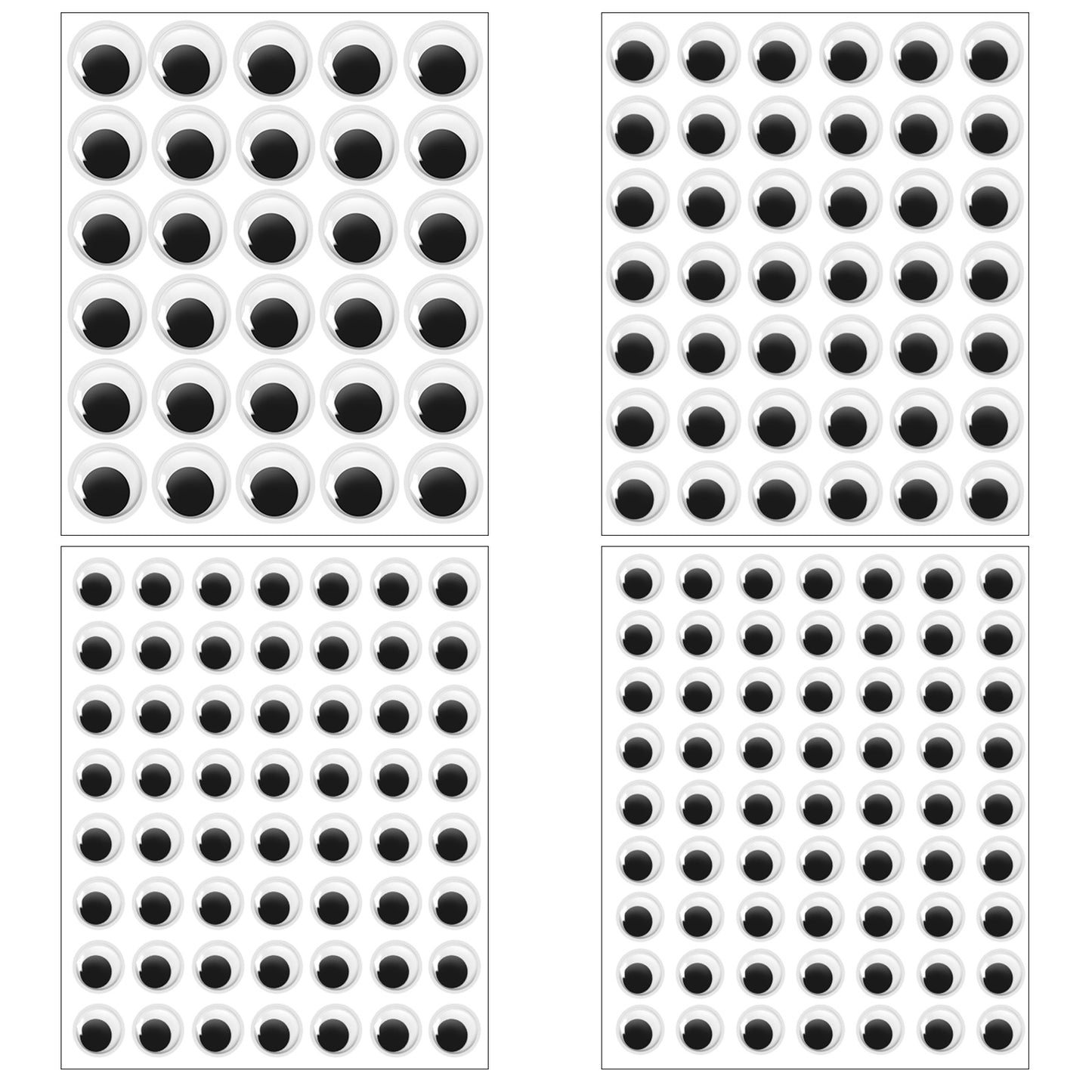 Ymapinc 4 Sheets Googly Eye Stickers, 8/10/12/15mm