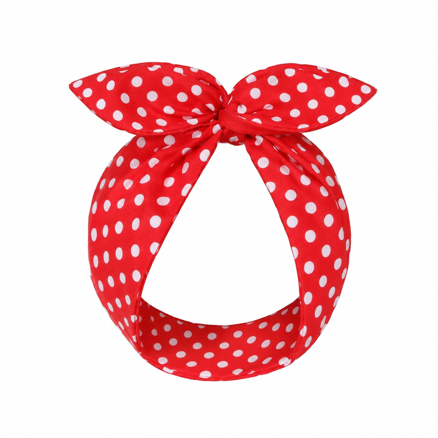 Red and White Polka Dot Headband for Women Polka Dot Bandana, Retro Wired