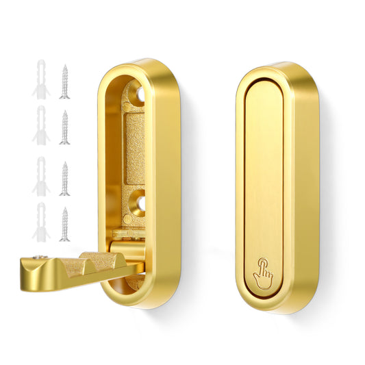 Ymapinc 2PC Foldable Wall Hooks, Gold Hooks for Hanging Folding Hanger for Bathroom, Closet Towel Hook for Bathrooms, Heavy Duty Wall Hanging Hook