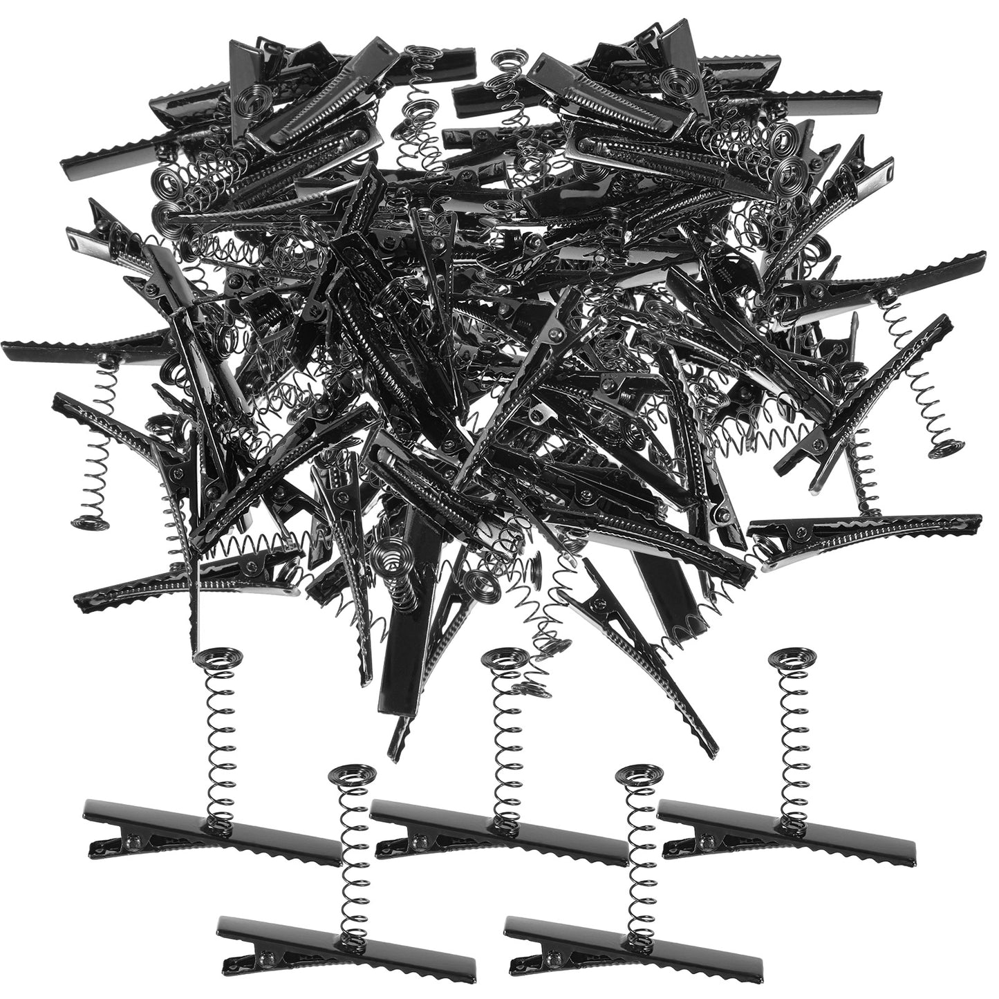Bremorou 50Pcs Duckbill Hair Clips Pin Curl Clips Iron Black Alligator Hair Clip with Spring Single Prong Hairs Clip for DIY Hairs Styling, School, Home, Party and Festival Accessories