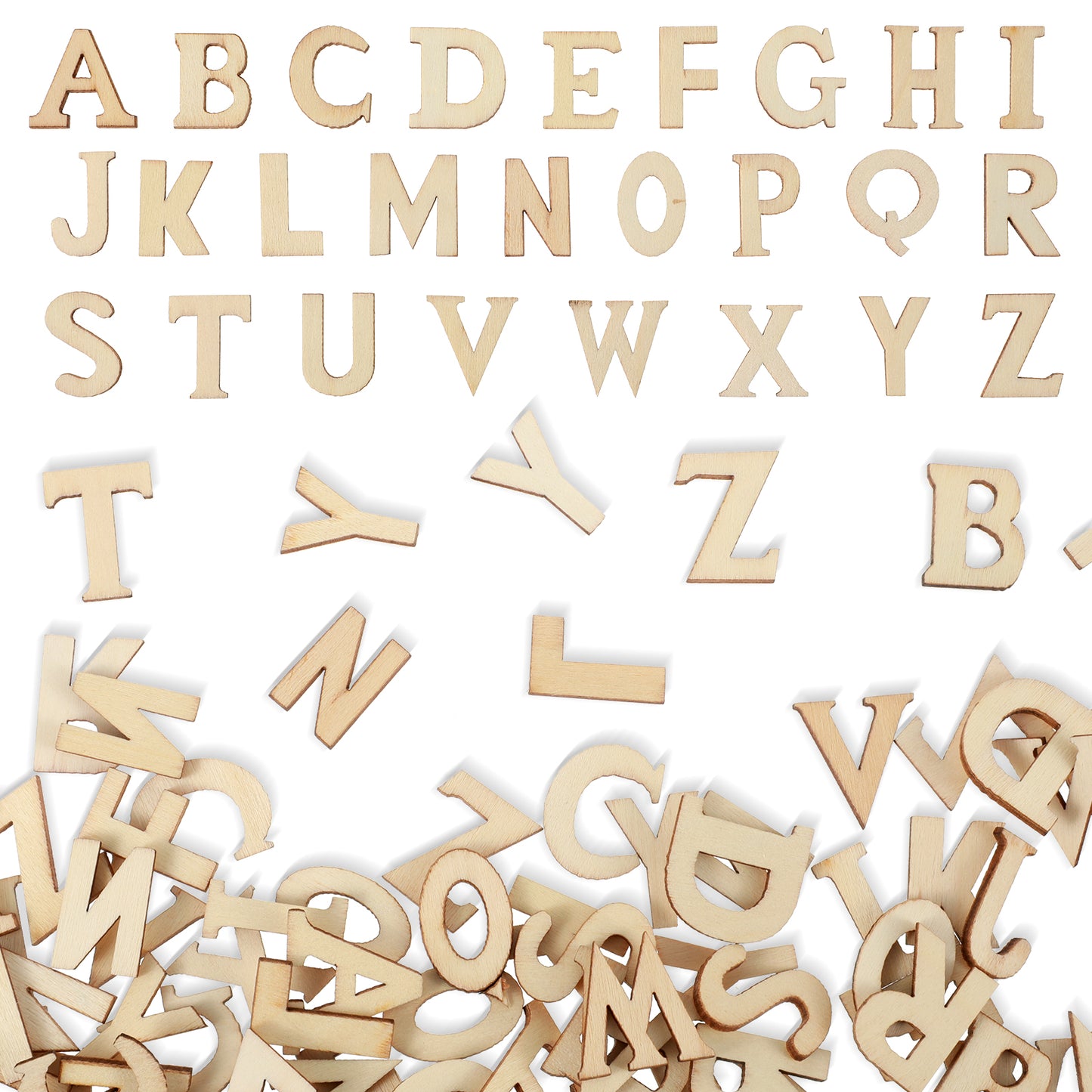 100pcs Small Wooden Letters 0.6inch Mini Wood Letters Unfinished Wooden Letter for Crafts Alphabet A-Z for Arts DIY Project Craft Home Decorations