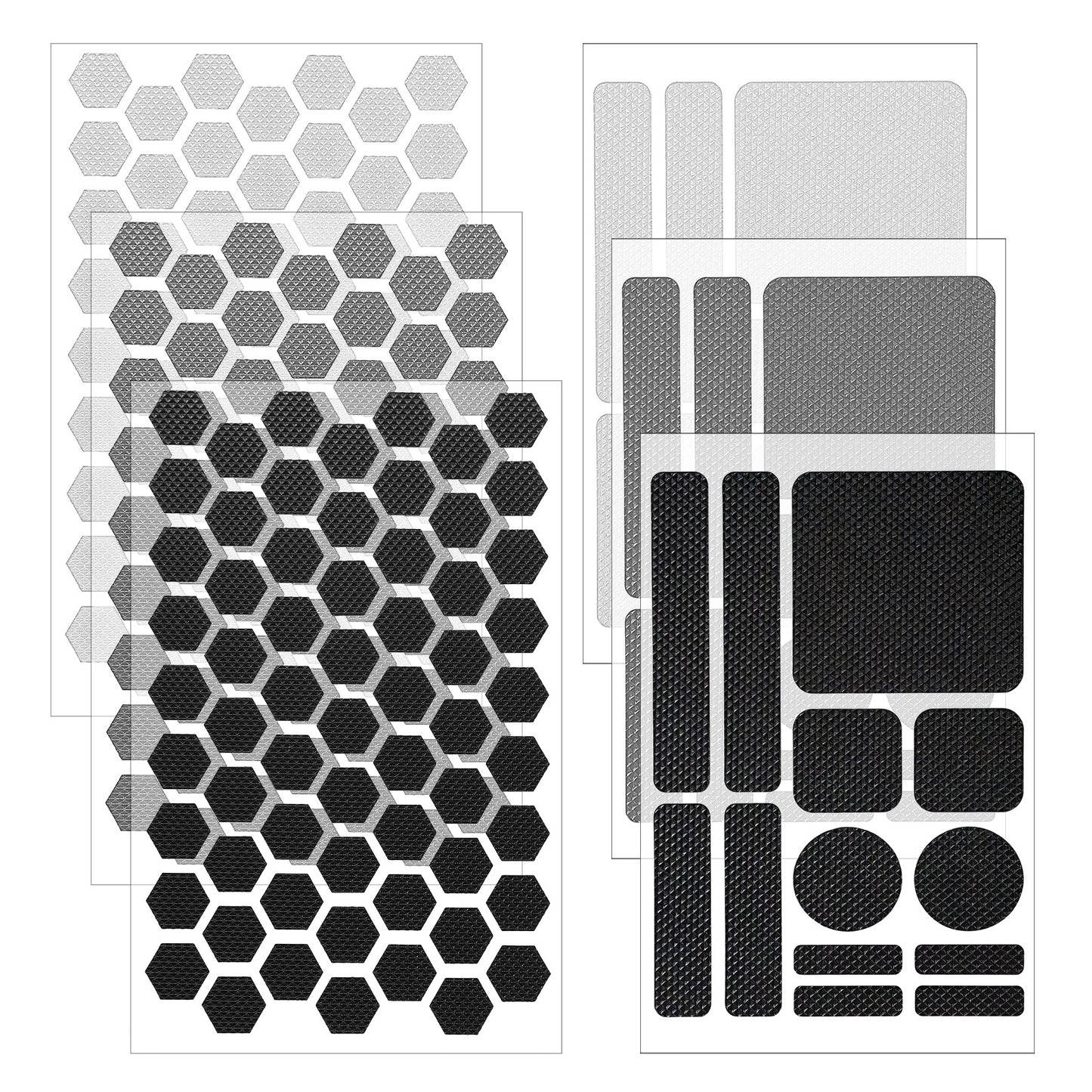 Phone Grip Tapes Hexagonal & Round Anti-Slip Phone Case Grip Tape Stickers, Rectangular Waterproof Pre-Cut Strips for Cellphone, Mouse, Laptop, Controller Accessories Black, Gray, Clear