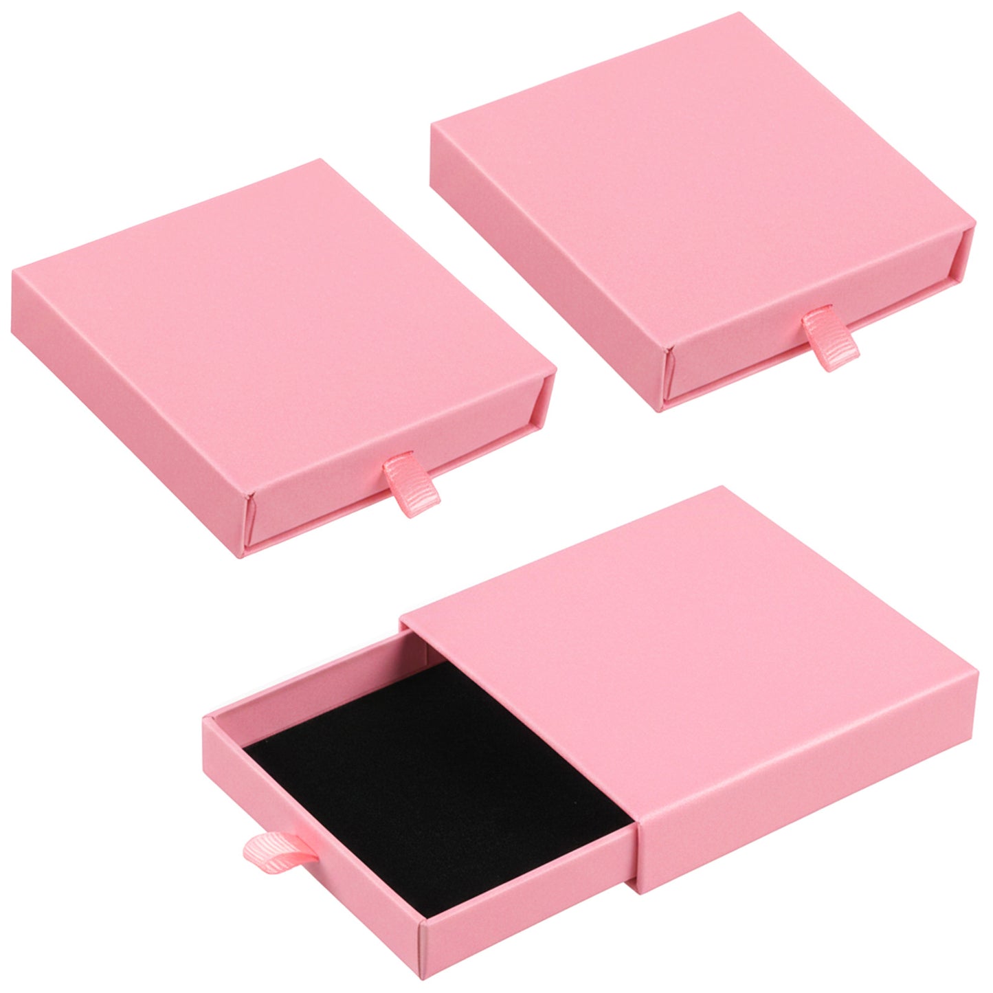 Nogeqi 3 Pack Jewelry Gift Box, Cardboard Small Jewelry Box, 2.76x2.76x0.67in Square Small Gift Boxes Storage Case for Bracelets Earrings Necklaces Gifts (Pink)