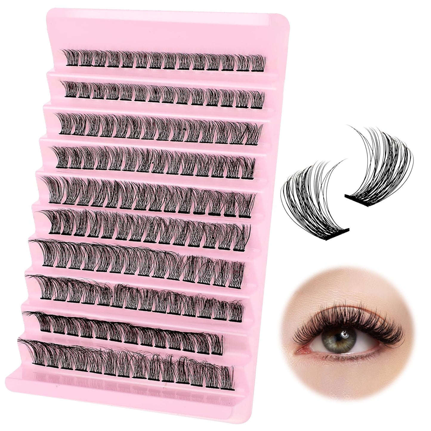 Tyqour 140pcs D Curl Natural Eyelash Clusters, 8-16mm Lashes Individual, Fluffy Cluster Eyelash Extensions, Best False Lashes For Beginners Diy, False Eyelashes Clusters, Cluster Lashes Wispy