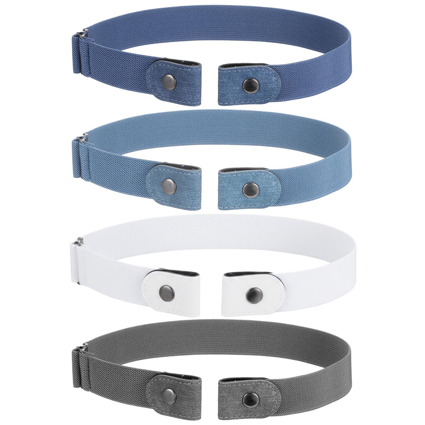Nogeqi Pack of 4 Without Buckle Children's Belt Boys Elastic Belt Children's Stretch Belt Adjustable Invisible for Children Boys Girls