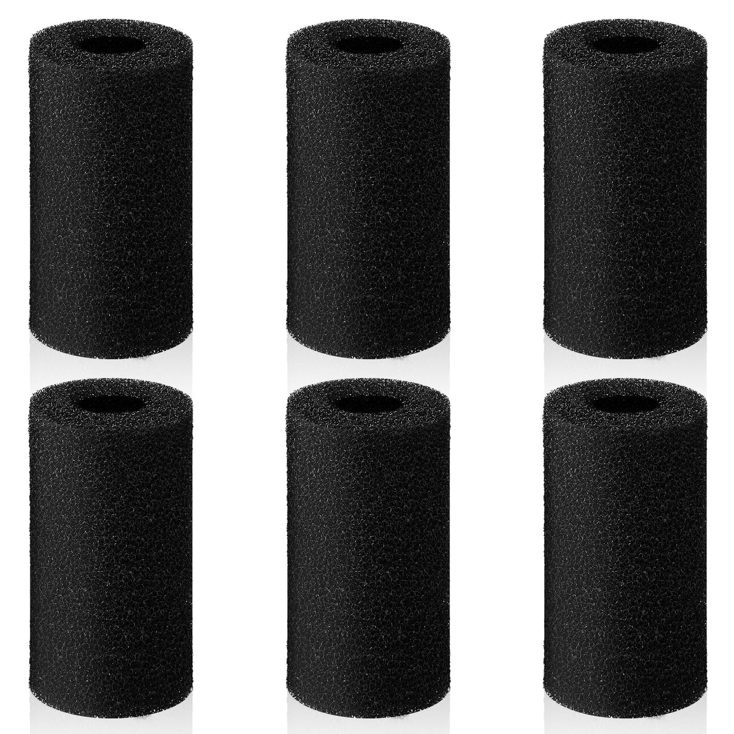 Xinjoduz 6 PCS Aquarium Filter Sponge, Small Black Prefilter Sponge for Aquarium, Shrimp Fry Fish Tank Filter Accessories, Pump Prefilter Sponge Replacement Foam Covers (3.2" x 1.6", 0.8" Hole)