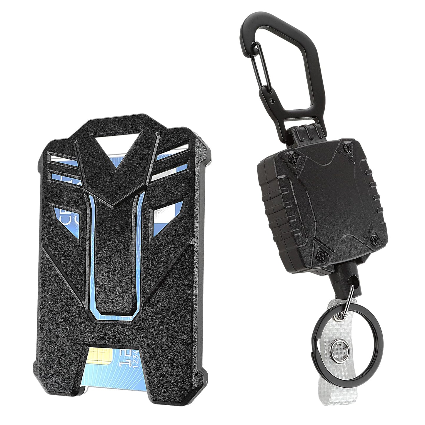 Heavy Duty Retractable Id Badge Holder,Mabor ID Badge Reel Men,Smoothly & Silently Steel Cord,1 Pcs Keychain Retractable+1 Pcs Card Holders Worker Office Factory
